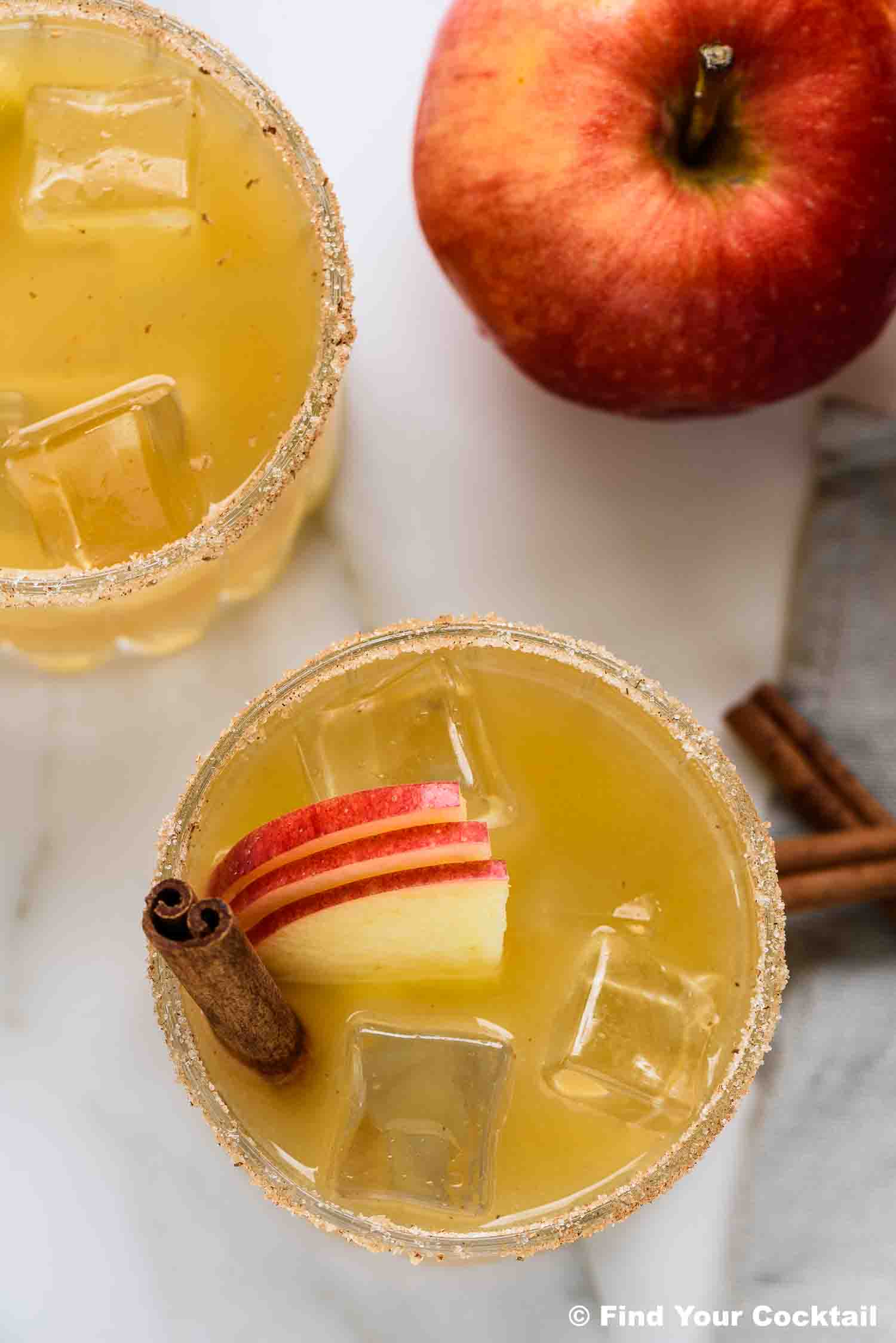 looking down on an apple bourbon smash