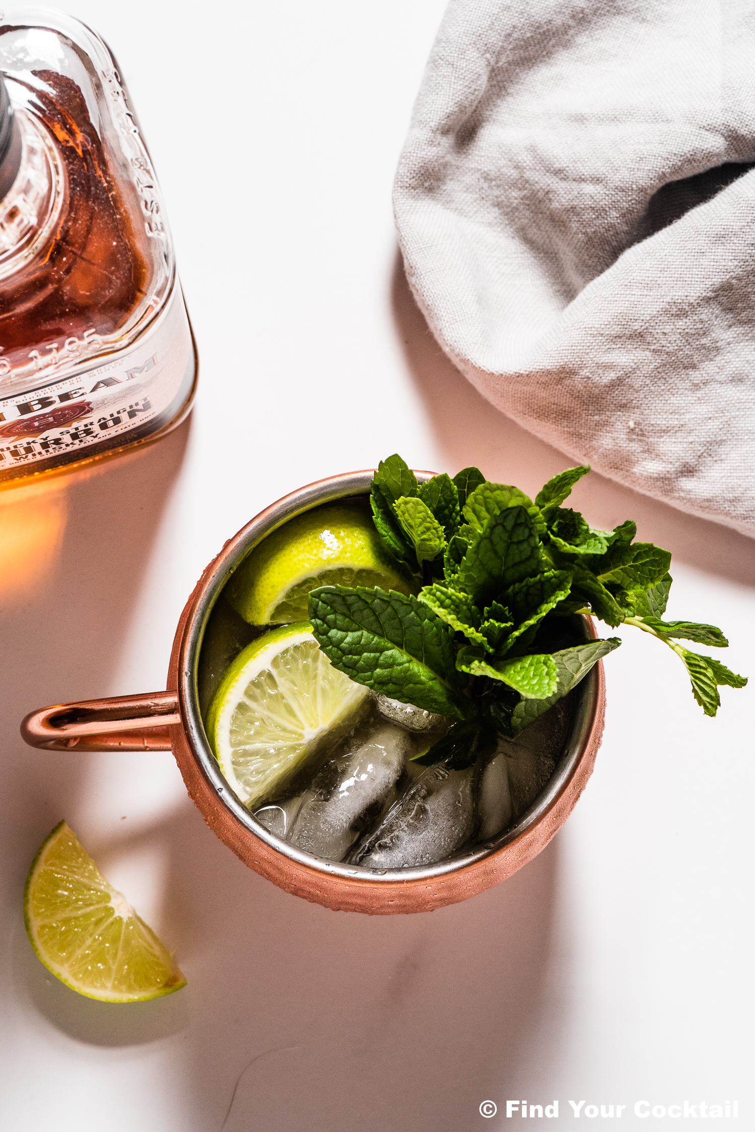 looking down in a kentucky mule in a copper mug