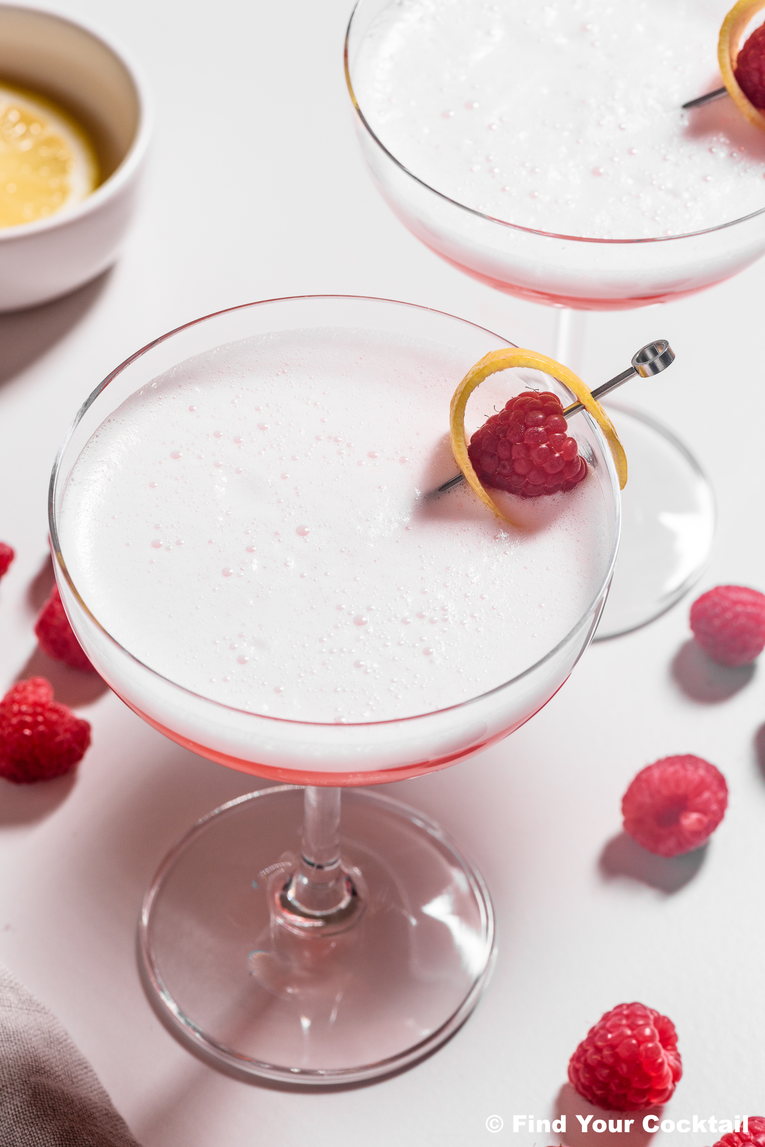 looking down on a clover club drink