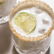 looking down on a creamy, white coconut marg