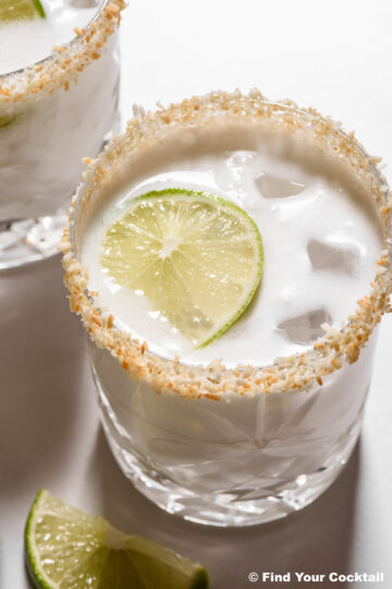 looking down on a creamy, white coconut marg