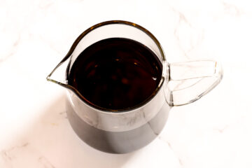 Recipe instruction photo: serve or store syrup