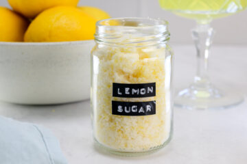 A glass jar labeled 